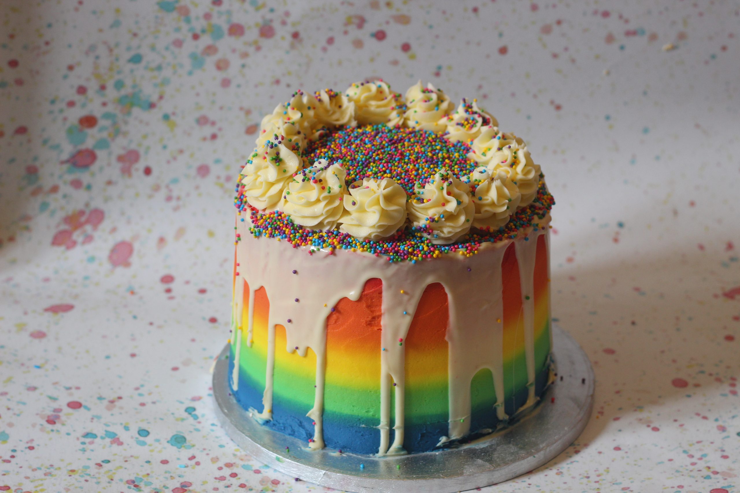Rainbow Drip Cake – MacDaddy Cakes