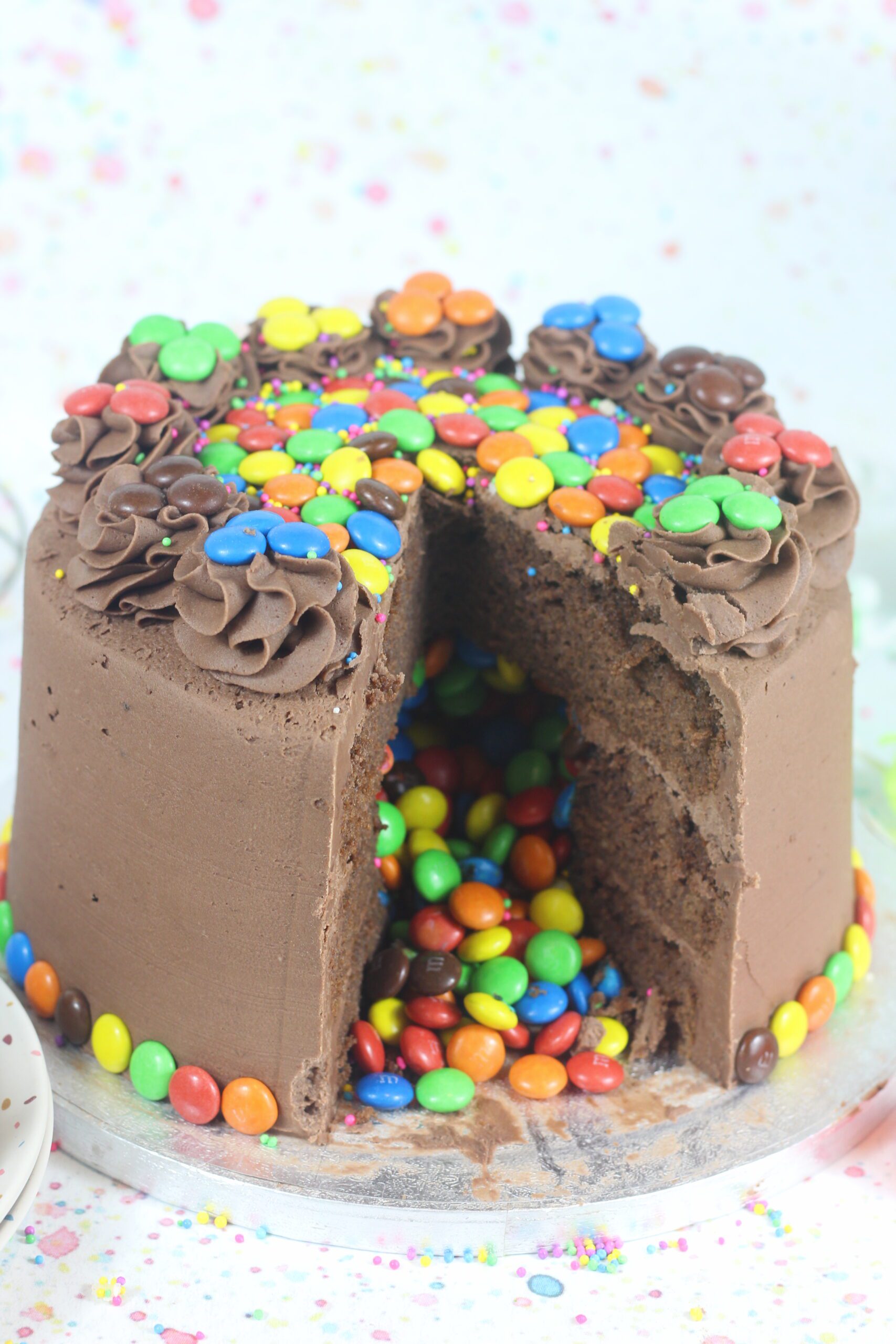 Simplest Eggless Chocolate Kitkat Birthday Cake With M&Ms And Chocolate  Chips - RecipeMagik