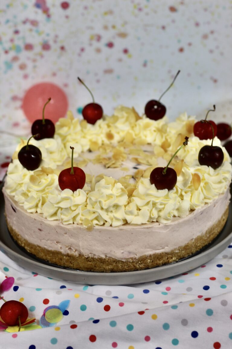 No-Bake Cherry Bakewell Cheesecake