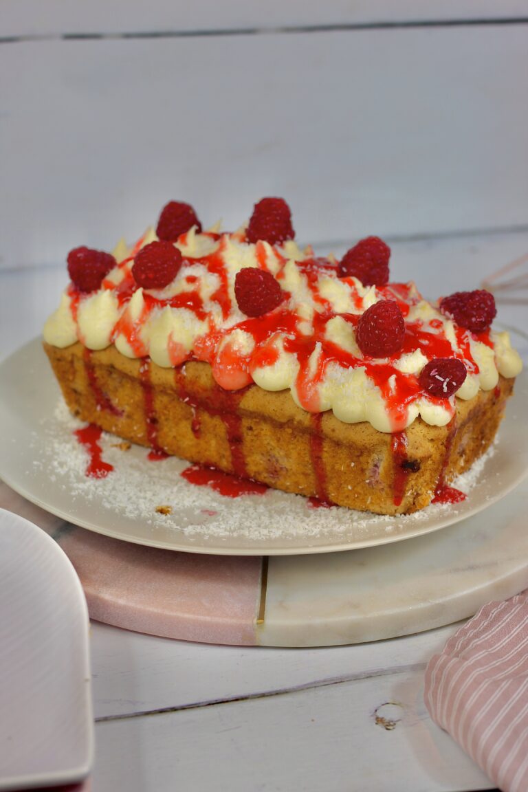 Vegan Raspberry & Coconut Loaf Cake